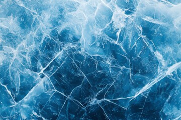 Abstract ice texture with cracks and scratches on a blue frozen surface for creative banner use