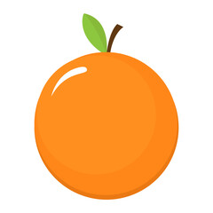 Orange fruit flat icon isolated on white vector