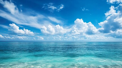 Obraz premium The sky is blue and the ocean is calm