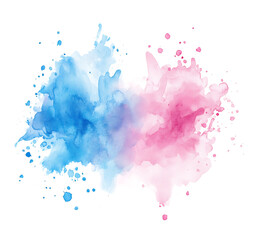Obraz premium Watercolor splash in pink and blue, clipart on a white background