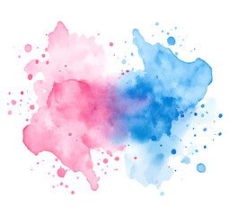 Obraz premium Watercolor splash in pink and blue, clipart on a white background