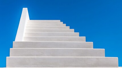 A modern staircase leading upwards captured from a lowangle view to emphasize growth and progress The staircase is set against a clean bright background with natural light symbolizing upward movement