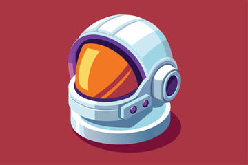 Fototapeta premium A detailed illustration of a customizable astronaut helmet features bright colors and an isometric design, Customizable astronaut helmet illustration