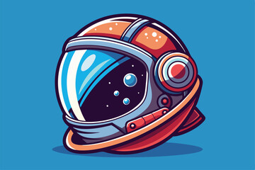 Fototapeta premium A creative illustration featuring a customizable astronaut helmet against a vibrant blue background, Customizable astronaut helmet illustration