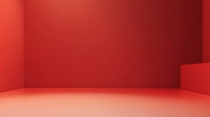Obraz premium A simple red room with one wall set back from the others, creating a corner.