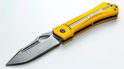 Folding Utility Knife with Sharp Steel Blade and Yellow Handle   Multi Purpose Tool for Construction Repair and DIY Tasks