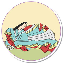 ステッカー風の円形百人一首　小野小町