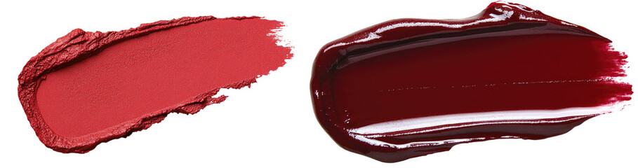 Dark red lipstick swatch on transparent cutout background, PNG file. Mockup clipart template for artwork design