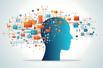 Abstract composition of AIdriven content distribution digital content creation showing how AI automates sharing and optimizes reach