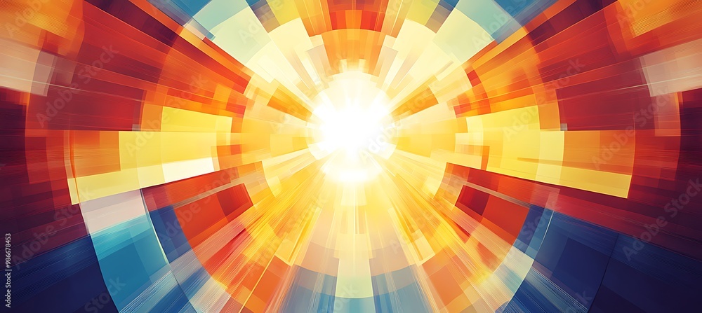 Poster a bright, abstract geometric pattern with a central area for text