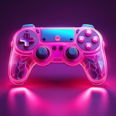 joystick de consola de juegos con colores neón