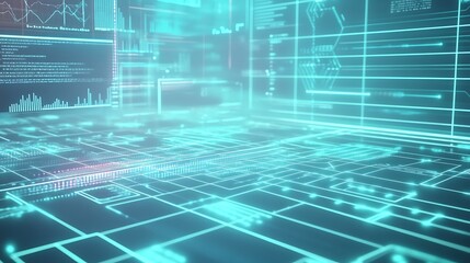 Obraz premium Abstract futuristic background with glowing lines and data streams.