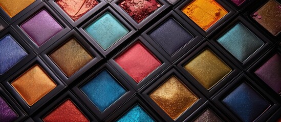 Fototapeta premium Vibrant and Colorful Eyeshadow Palette Showcasing Makeup and Creative Design Elements Cosmetic Product for Fashion and Beauty Concepts