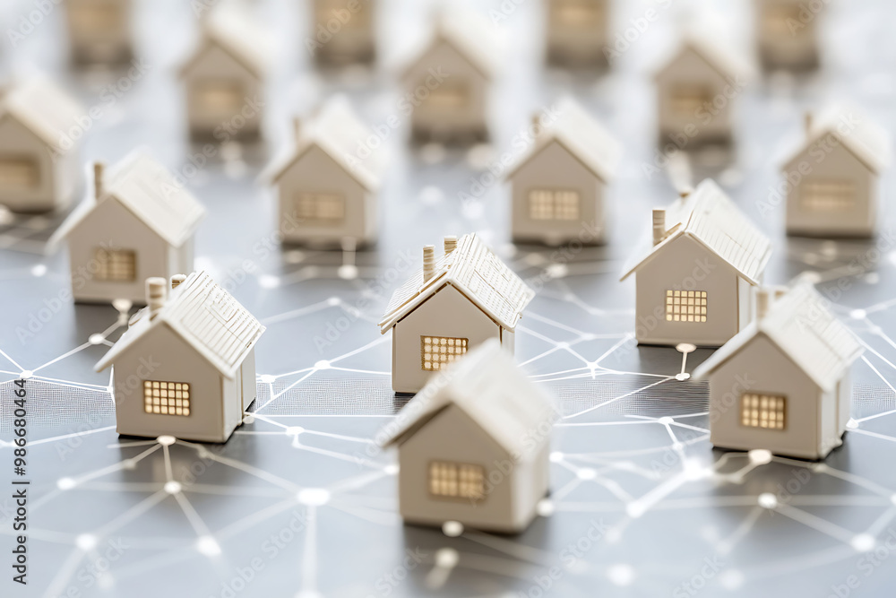 Poster abstract design visualizing predictive analytics real estate investment within real estate developme