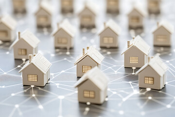 Abstract design visualizing predictive analytics real estate investment within real estate development where AI forecasts property values and minimizes risk