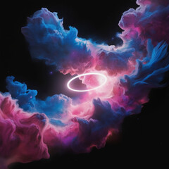 Fototapeta premium Futuristic Nebula with Glowing Ring and Vibrant Colors in Space