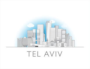 Fototapeta premium Tel Aviv Skyline cityscape vector illustration