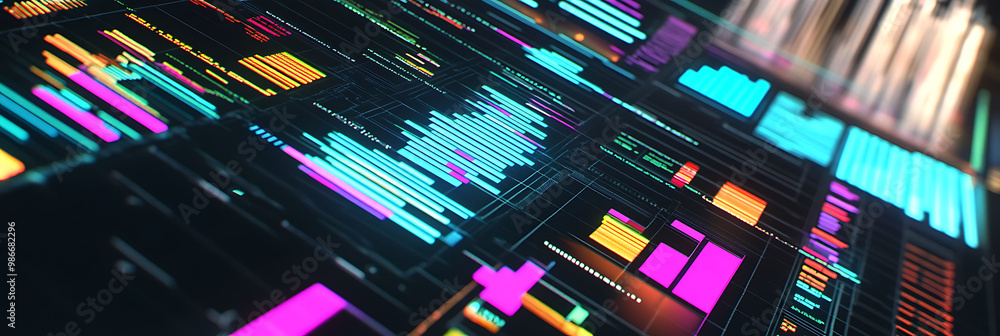 Poster abstract visualization of ai wealth management within financial planning and advisory where artifici