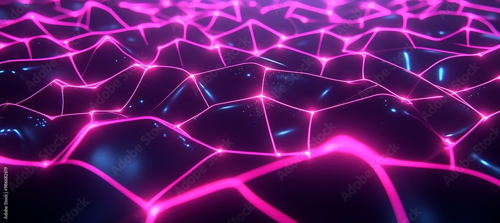 Aufkleber a cool, abstract network pattern with glowing connections and a central text space