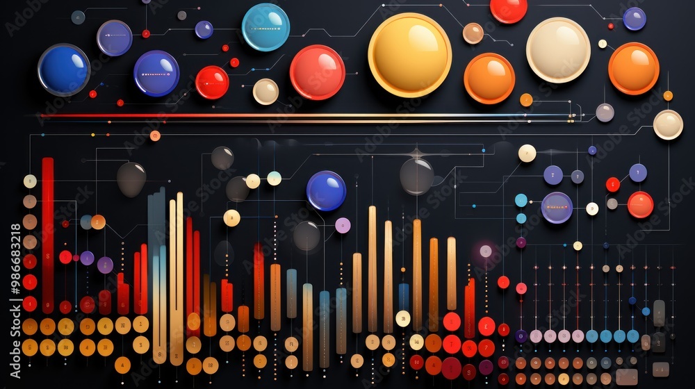 Poster abstract data visualization with colorful elements