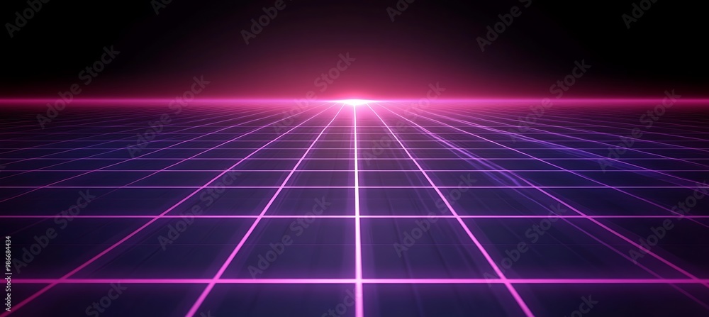 Poster a cool, futuristic grid background with glowing lines and a central text space