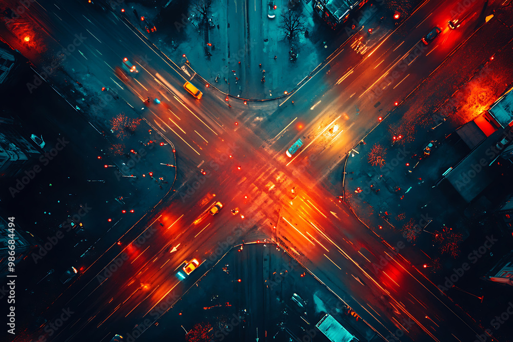 Poster ai city infrastructure management visualized in an abstract composition where artificial intelligenc