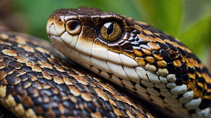 Obraz premium Close up view of a snake with its typical detailed scales