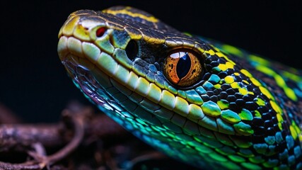 Obraz premium Close up view of a snake with its typical detailed scales