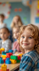 Candid school portrait in a classroom