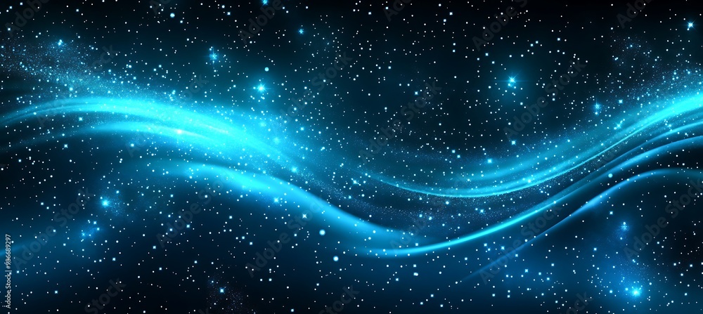 Poster a dark, cosmic aurora background with swirling lights and a large text space