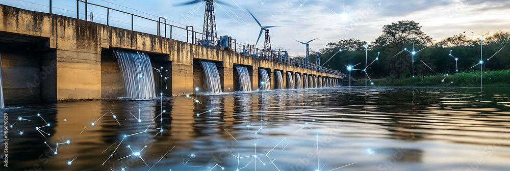 Poster ai renewable energy optimization where artificial intelligence integrates wind solar and hydroelectr