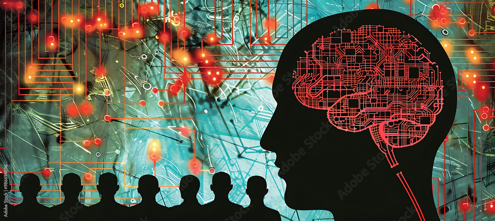 Aufkleber ai crime prevention depicted in a detailed vector where artificial intelligence collaborates with co