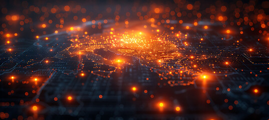 Fototapeta premium Ai disaster management where artificial intelligence analyzes environmental data predicts disaster impacts and coordinates relief efforts to minimize damage and save lives