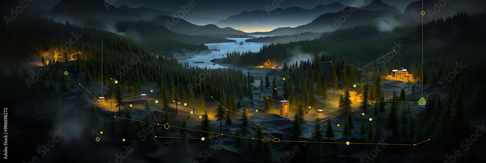 Poster ai ecosystem restoration visualized in an infographic illustrating how artificial intelligence guide