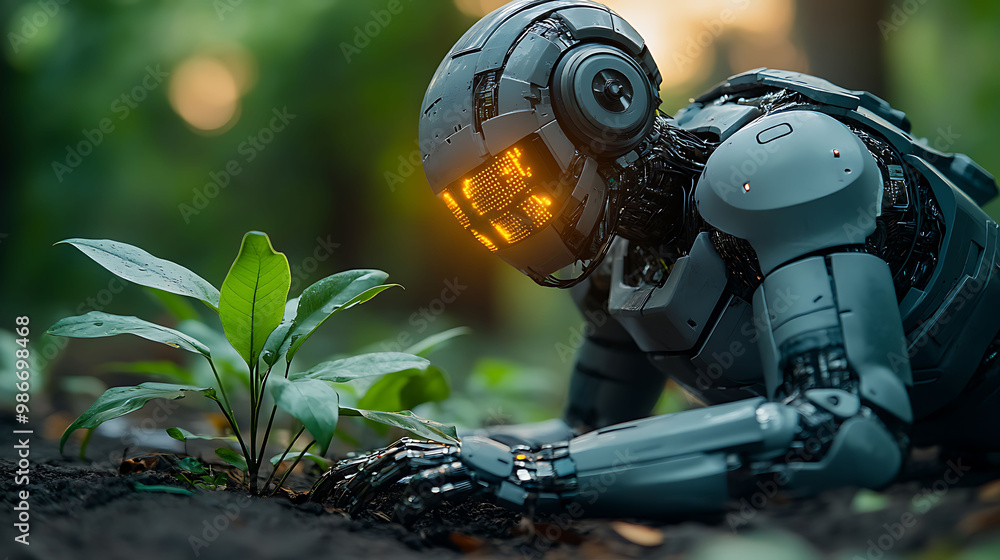 Poster ai ecosystem restoration where artificial intelligence guides reforestation wetland recovery and hab