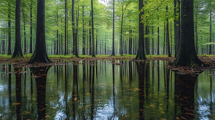 Obraz premium Ai ecosystem restoration where artificial intelligence guides reforestation wetland recovery and habitat restoration projects to revive ecosystems that have been damaged by human activities