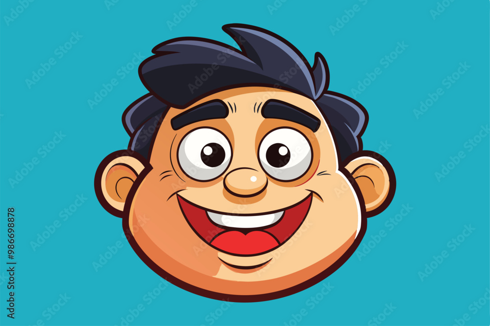 Poster a colorful cartoon character displays a joyful expression with a dizzy face and vibrant design eleme