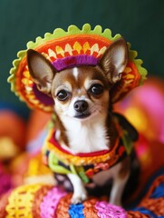chihuahua wearing a dia de los muertos costume