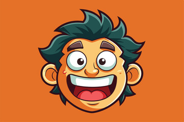 Naklejka premium A playful cartoon face with a dizzy expression and vibrant hair shows cheerful emotions, Customizable cartoon illustration of a dizzy face.
