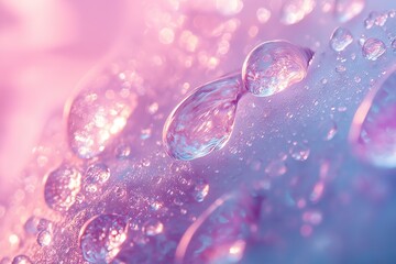 Delicate water droplets on glass create a mesmerizing display of refracted light in a serene and colorful atmosphere