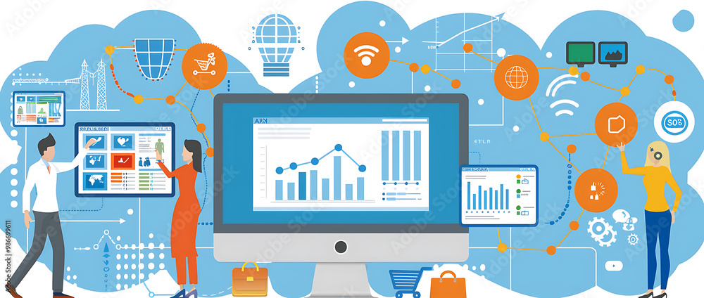Poster ai fashion data analytics where artificial intelligence analyzes consumer preferences sales data and