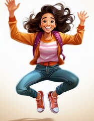 Cartoon de unas niñas saltando