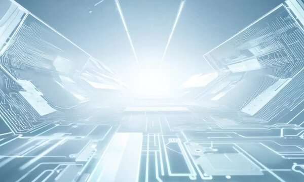 White and gray technology background with futuristic holographic