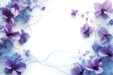 Delicate Purple Flowers Adorned With Blue Veiling