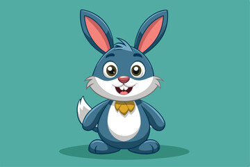 Obraz premium A friendly rabbit stands happily, ready for customization with bright colors and expressions, Customizable cartoon illustration of a rabbit.