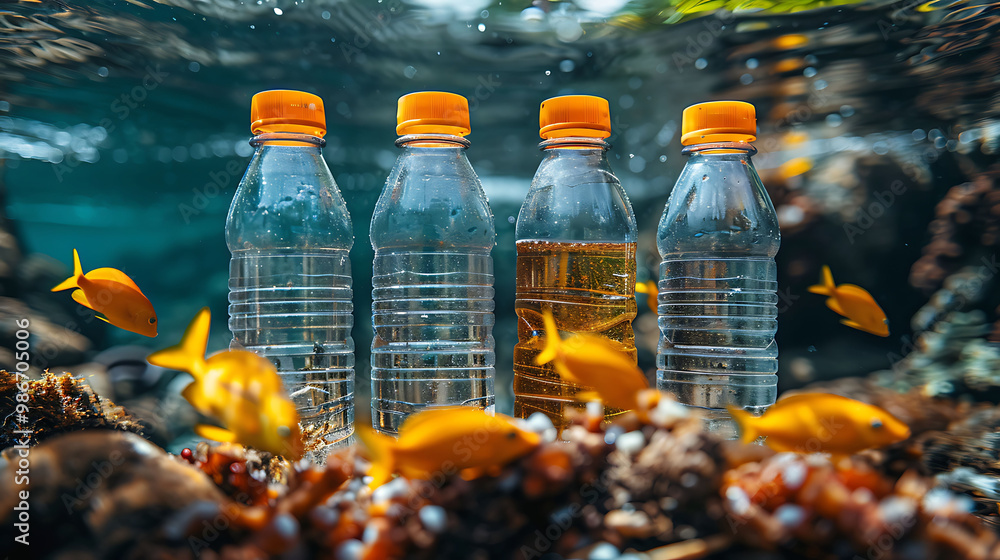 Poster ai plastic waste management within waste management where artificial intelligence identifies sorts a