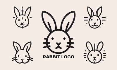 icon set rabbit line art logo design vector illustration
