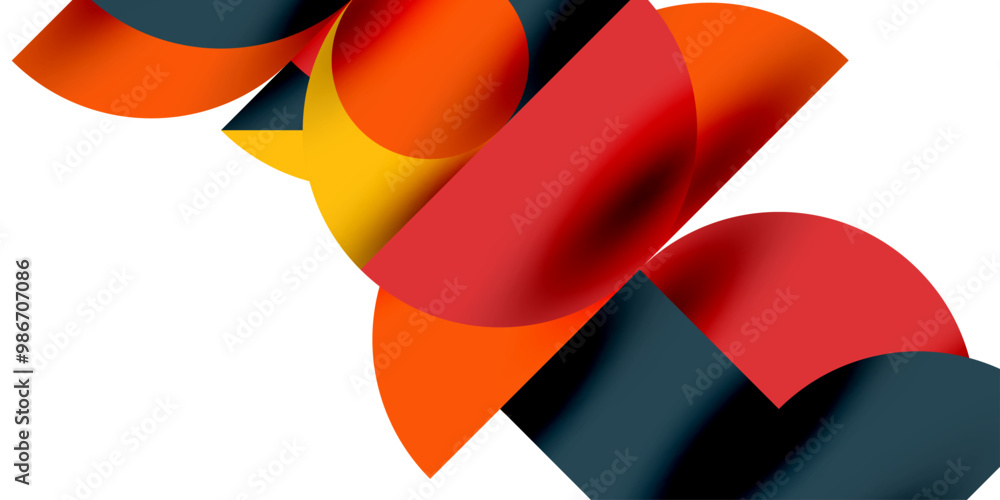 Aufkleber Tech minimal circular shapes geometric art. Vector modern circles