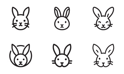 Set of Rabbit line art logo design vector illustration.