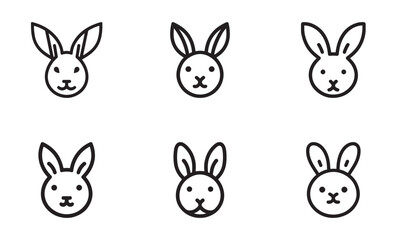 Set of Rabbit line art logo design vector illustration.
